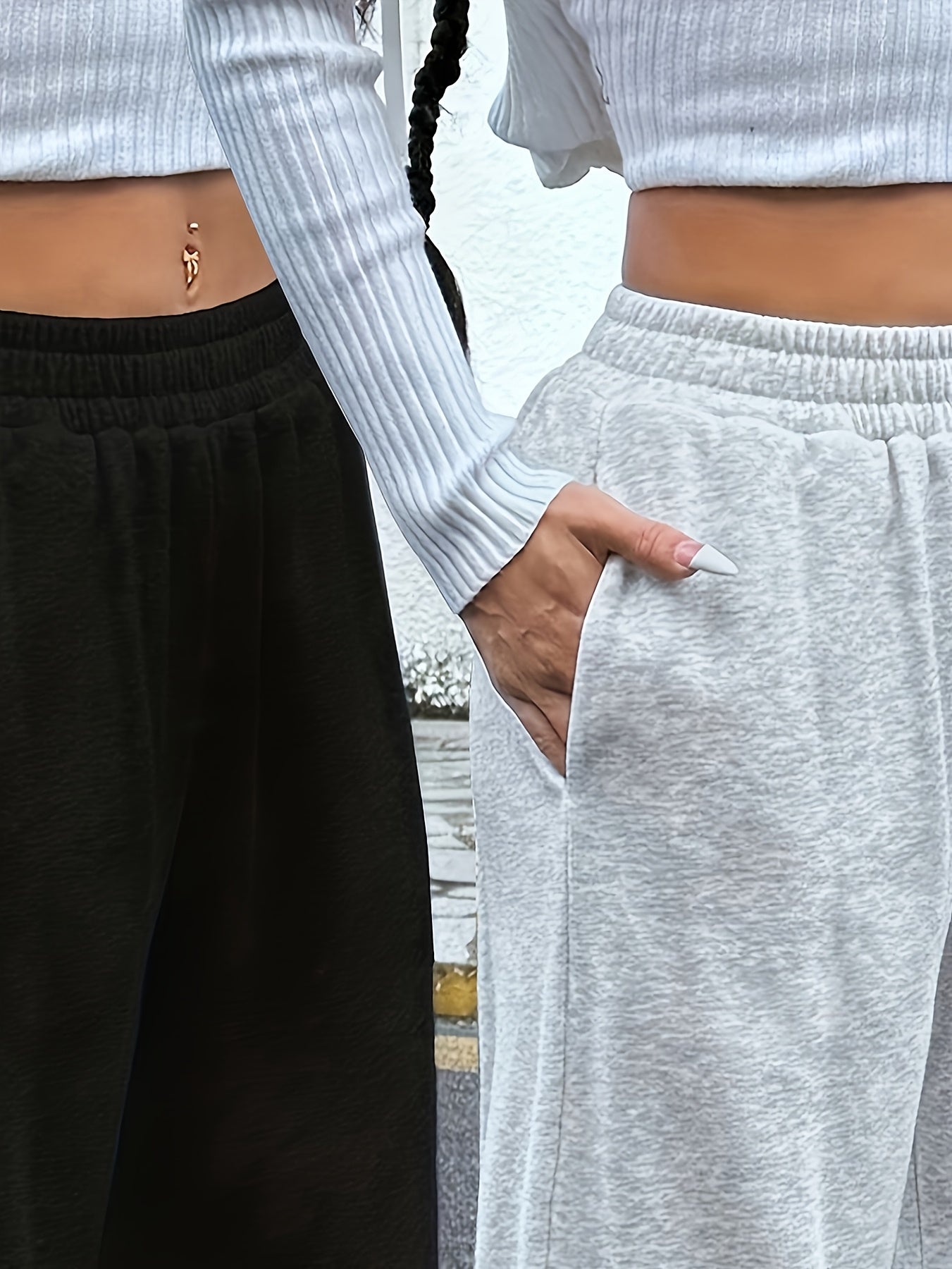 Women's Wide Leg Sweatpants 2-Pack Elastic Waist Loose Casual Joggers with Pockets for Workout Training Loungewear All Season S M L XL XXL Mixed Colors