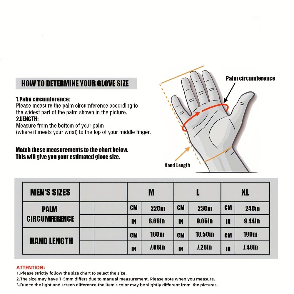 Men's Tactical Winter Gloves Touchscreen Compatible – Warm All-Finger Design, Adjustable Wrist Closure for Hiking, Cycling & Cold Weather Outdoor Activities
