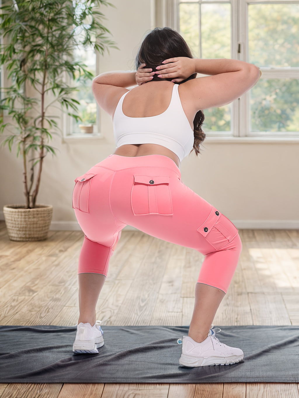 2pcs Capri Leggings Set Women High Waist Butt Lifting Yoga Workout Pants Tummy Control 4-Way Stretch Activewear S-XXL