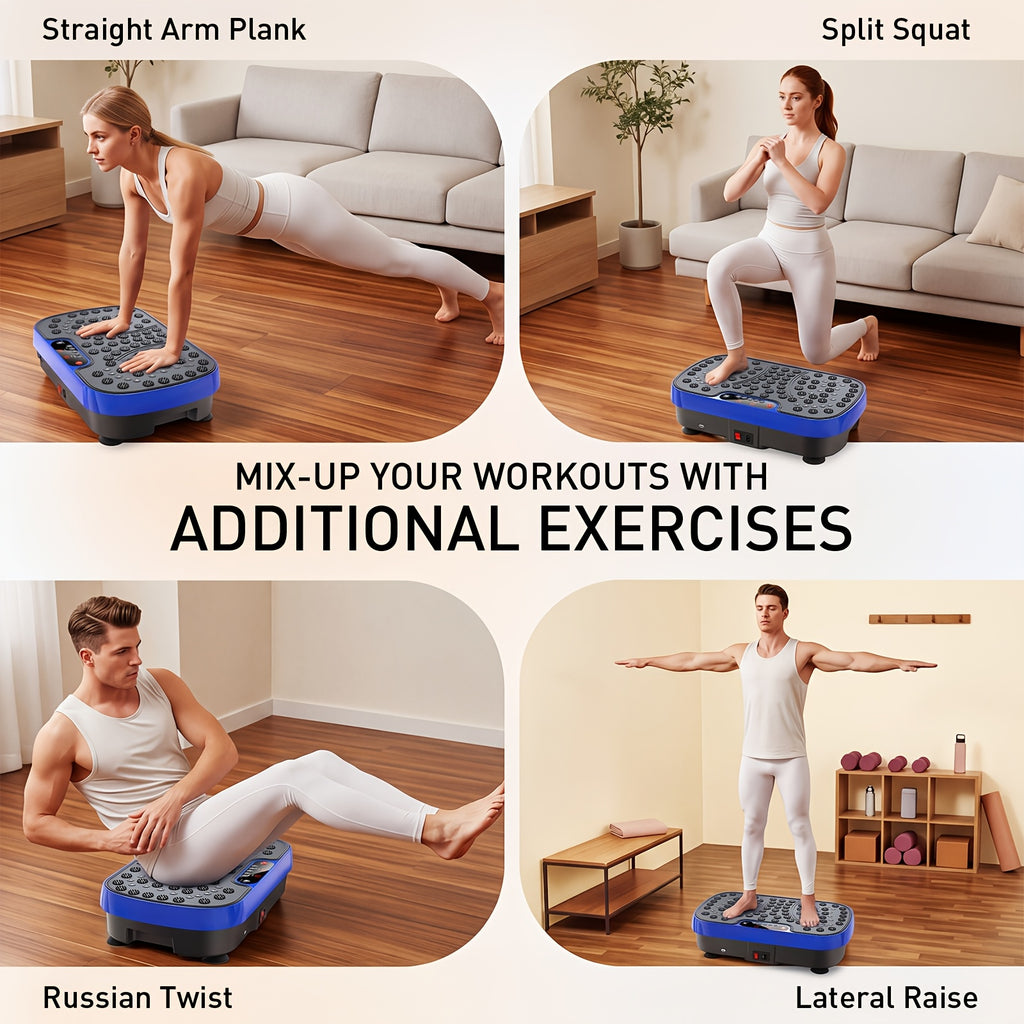 Vibration Plate Whole Body Workout Machine – Silent Motor Adjustable Speed Lymphatic Drainage Fitness Platform Home Gym White Black