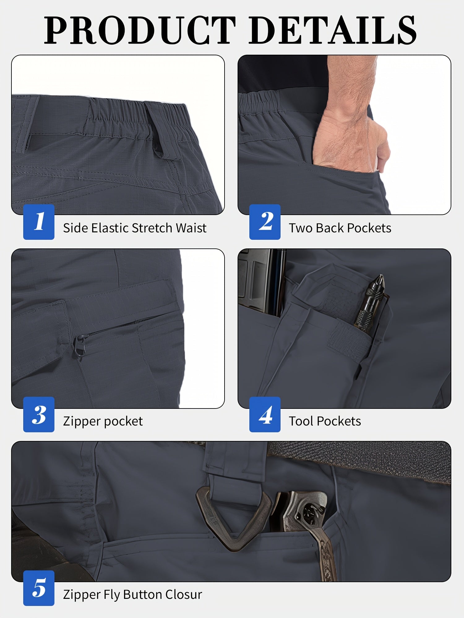 Men's Cargo Shorts Breathable Quick Dry Tactical Work Shorts Multi-Pocket S-XXXL – Outdoor Hiking Fishing Camping Military Style Shorts for Men Black Khaki Grey Green