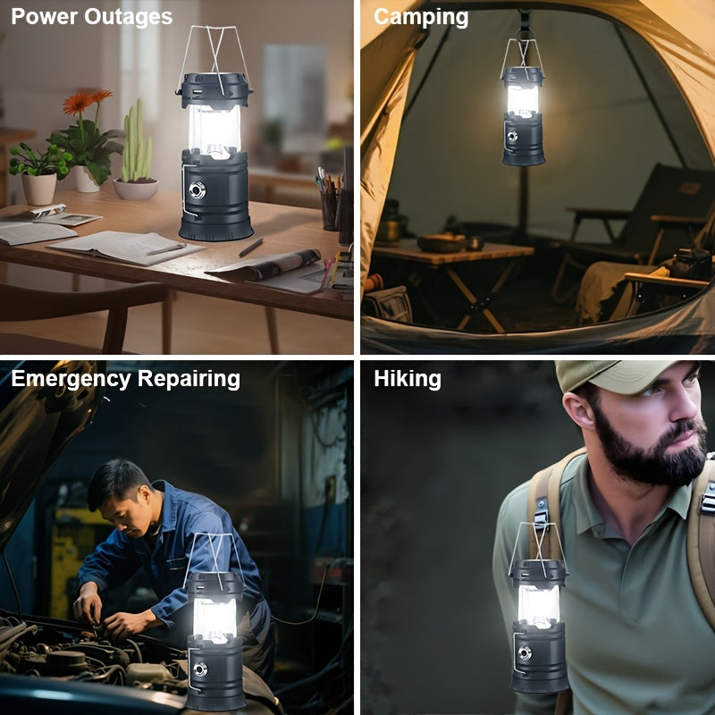 4 Pack Retro LED Camping Lantern USB Rechargeable - 4600mAh Portable Survival Flashlight with Handle - Indoor Outdoor Emergency Camping Light for Tent Hiking Power Outage Holiday Decor