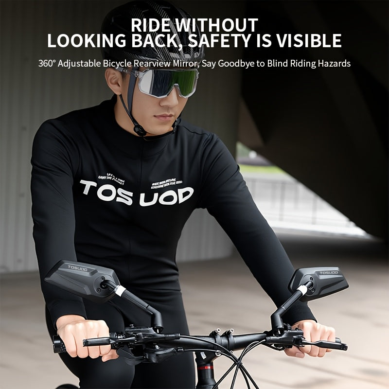 Bike Rearview Mirror 360° Rotatable Retractable HD Reflective Handlebar Safety Mirror for Mountain Bikes Round Tube Handlebars Cycling Rear View 1pc or 1 Pair