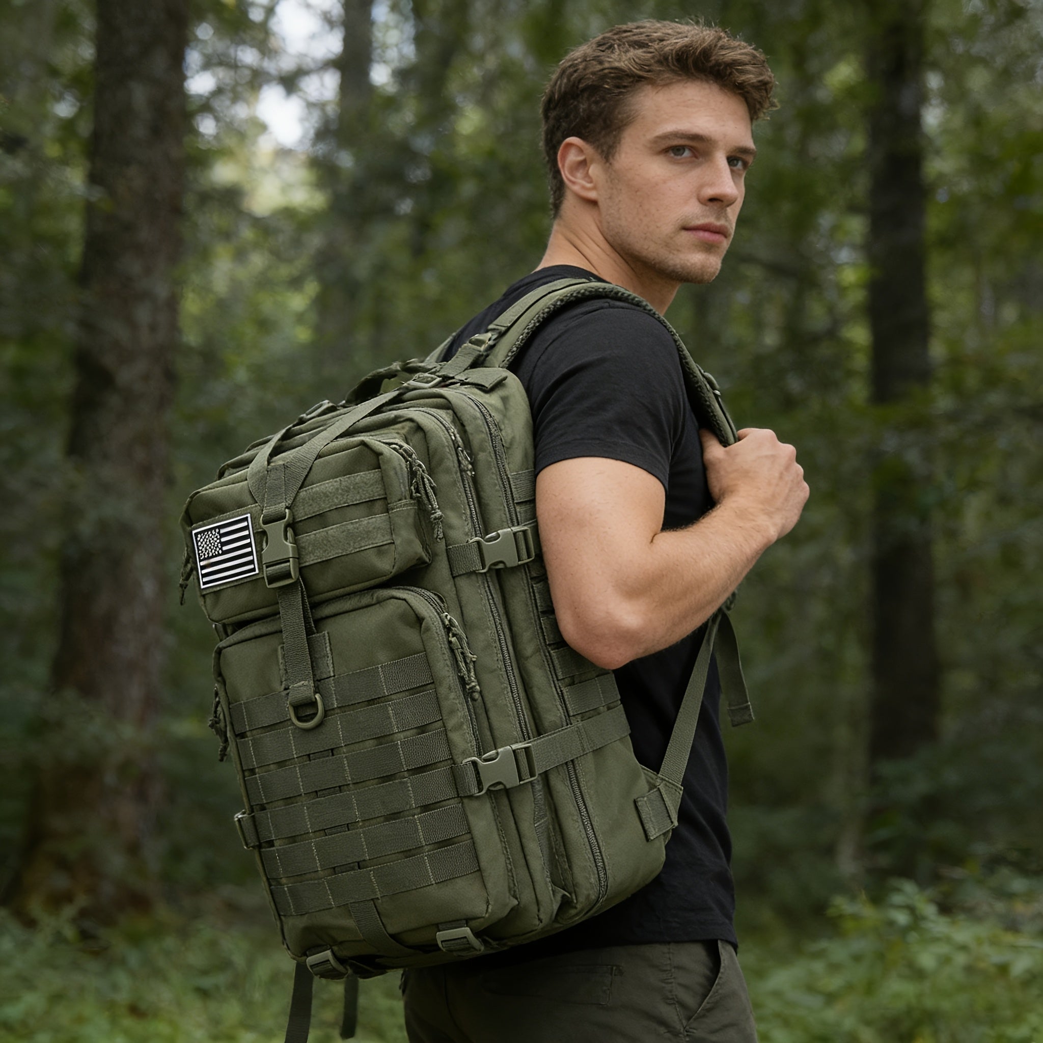 Tactical Backpack 45L MOLLE Rucksack 900D – 17" Laptop Compartment Multi-Pocket Expandable 3-Day Pack for Hiking Camping Traveling – Military Style Daypack Gift for Men Dad