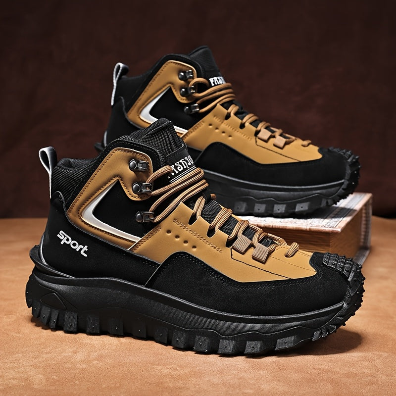 Men's Walking Shoes Color Block Anti-Slip Wear-Resistant PU Upper - Lightweight Casual Street Sport Sneakers for Outdoor Travel, Sizes US 7-12.5