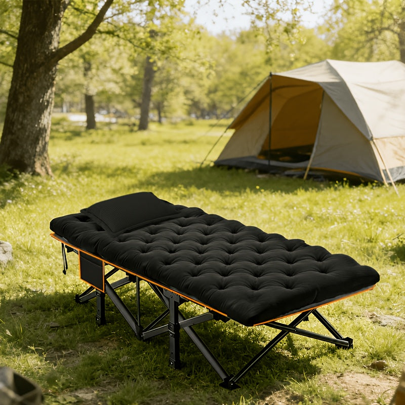 Folding Camping Cot Heavy Duty 500-700 LBS – Extra Large 75-Inch Portable Guest Bed with Mattress, Ergonomic Sturdy Frame for Camping, Hiking, Patio, Home & Outdoor Use