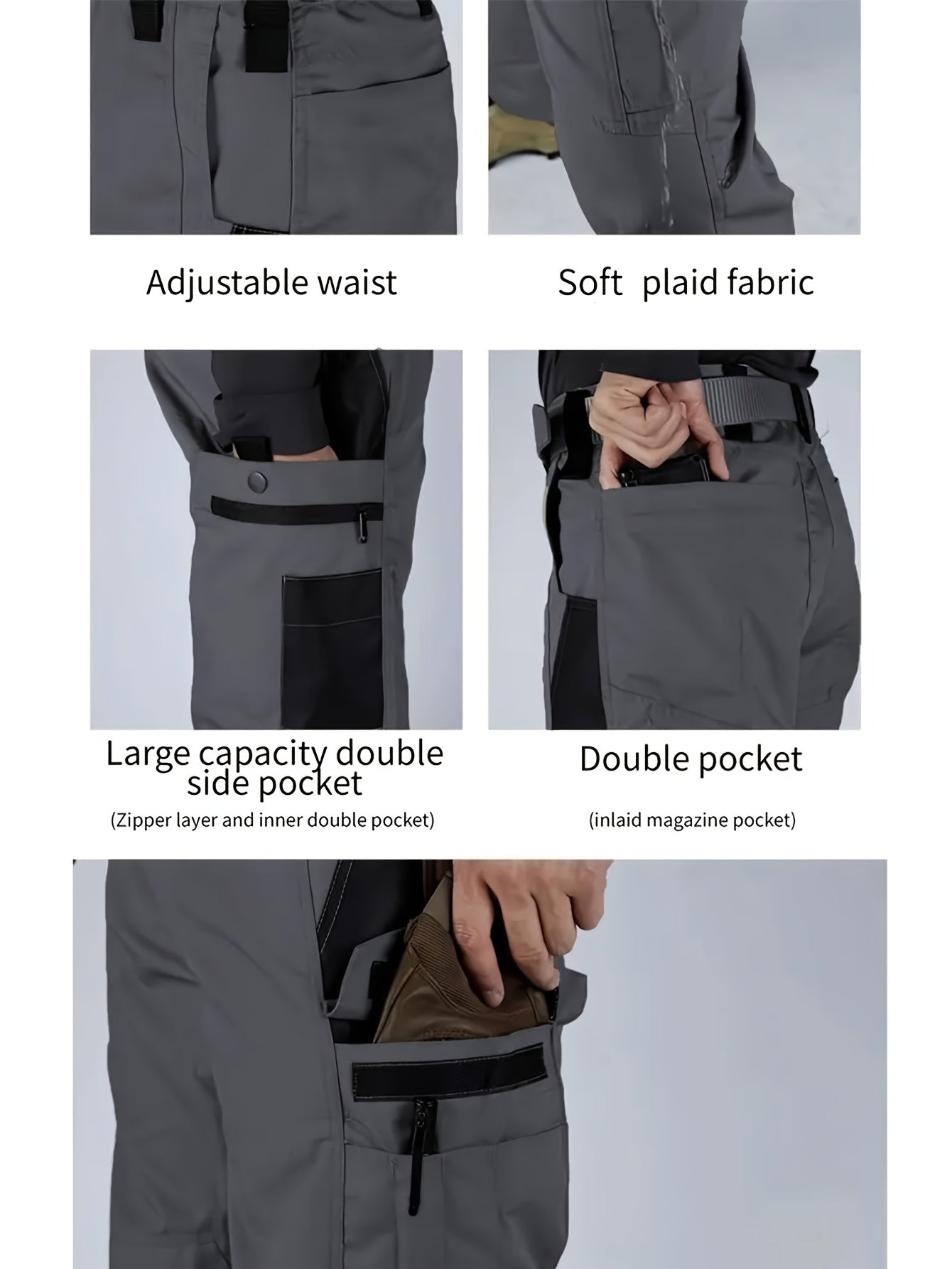 Men's Tactical Cargo Pants Quick-Dry Lightweight Hiking Pants Multi-Pocket Outdoor Work Pants for Men S-XXXL Black Grey Green