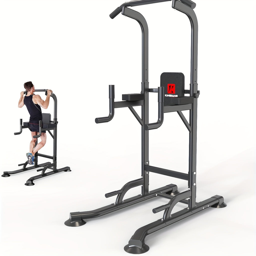 Power Tower Dip Station with Adjustable Height for Home Gym, Multi-Function Pull Up Bar Station for Strength Training, Workout Fitness Station for Dips Push Ups Knee Raises