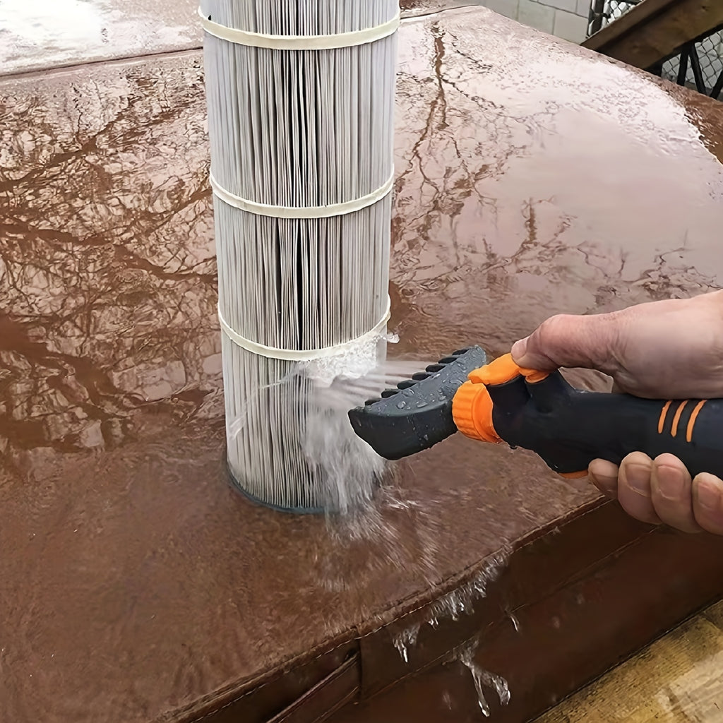 Pool Filter Cartridge Cleaner Heavy Duty with Ergonomic Handle Multiple Compartments, Spa Filter Cleaning Wand for Instant Debris Removal, Pool Cleaning Tool for Swimming Pool Hot Tub Spa Lake Beach