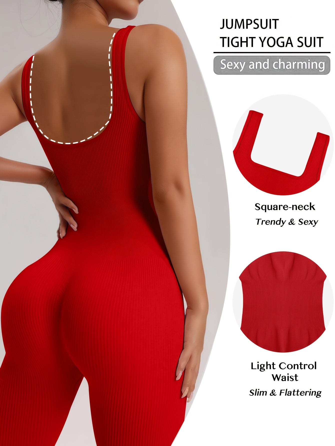 Women's Sleeveless Square Neck Jumpsuit 90% Nylon Stretch Bodysuit for Yoga Pilates Running Fitness Exercise Gym Workout One Piece S M L XL Multicolor