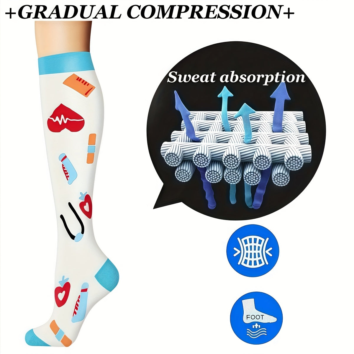 Compression Sports Socks 6 Pairs for Men Women – Lightweight Mid-Calf Athletic Running Socks Cycling Hiking Soccer Travel Breathable Moisture Wicking Performance Socks S/M L/XL