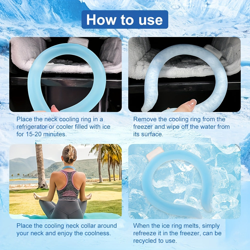 Neck Cooler Ice Ring 3 Pack Wearable Cooling Tube Gel Wrap for Hot Weather Summer Heat Outdoor Workers Sports Hot Flashes Fever Freezes at 28°C Blue White Pink Green