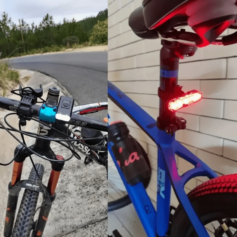 USB Rechargeable Bike Light Set Ultra-Bright Front and Rear – Type-C Fast Charge Aluminum Alloy Bicycle Lights 6 Front Modes 4 Rear Modes for Night Riding Commuting Camping Safety
