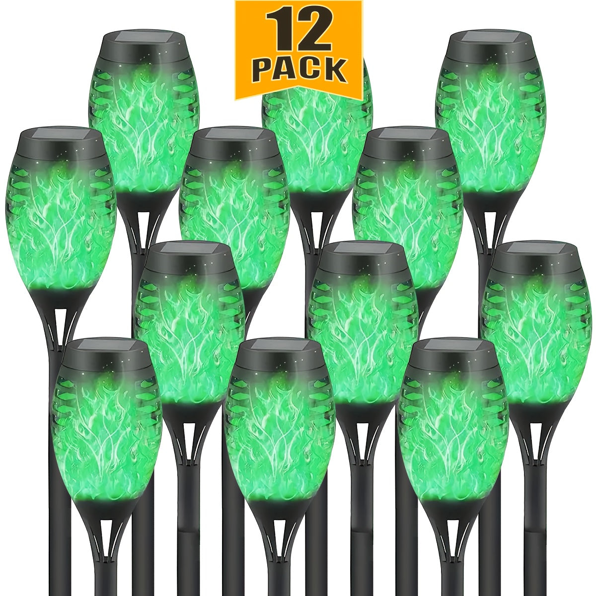 Solar Flame Torch Lights Outdoor - Flickering Flame Effect, IP65 Waterproof, Auto Dusk-to-Dawn, 750mAh Solar Powered Garden Stake Lights for Yard, Lawn, Patio & Pathway - 4/8/12 Pack