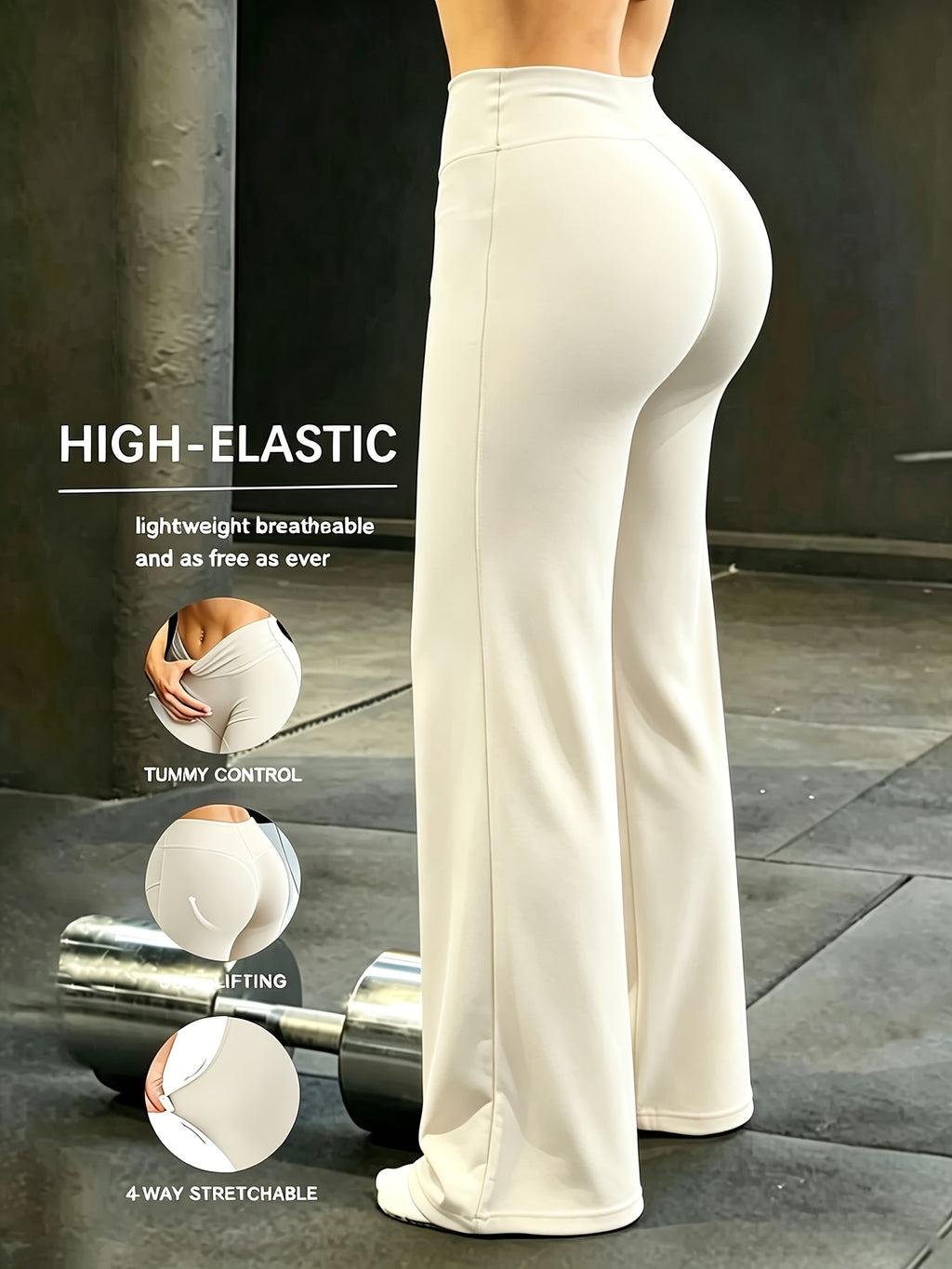 Women's High Waist Wide Leg Pants Quick-Dry Loose Fit Casual Sports Trousers with Elastic Waistband – Lightweight Straight Leg Pants for Women Spring Summer – Brown Grey Black S M L XL