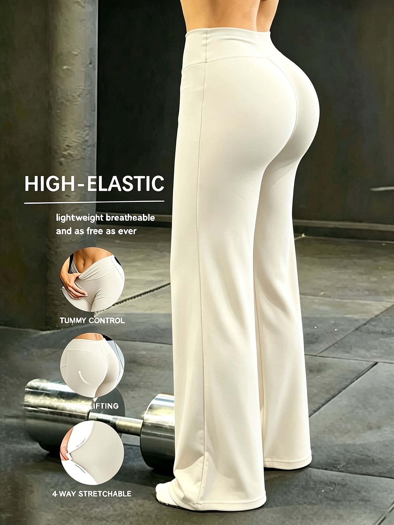 Women's High Waist Wide Leg Pants Quick-Dry Loose Fit Casual Sports Trousers with Elastic Waistband – Lightweight Straight Leg Pants for Women Spring Summer – Brown Grey Black S M L XL