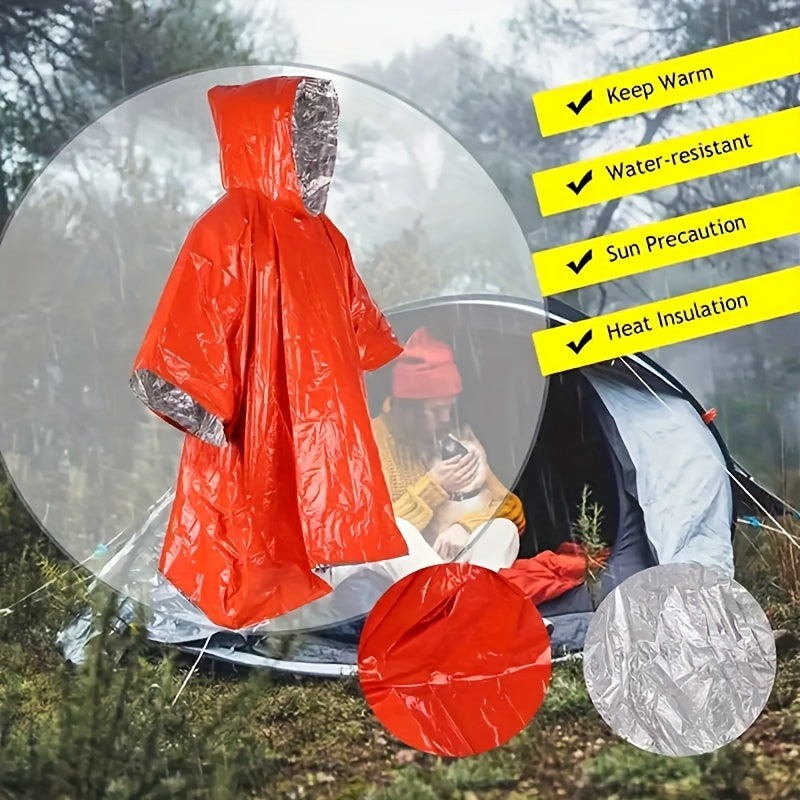 Emergency Rain Poncho Waterproof Two-Sided Thermal Blanket Pack – Portable Raincoat for Hiking Camping Survival Emergency Kit Bug Out Bag