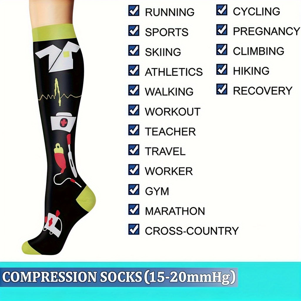 Compression Sports Socks 6 Pairs for Men Women – Lightweight Mid-Calf Athletic Running Socks Cycling Hiking Soccer Travel Breathable Moisture Wicking Performance Socks S/M L/XL