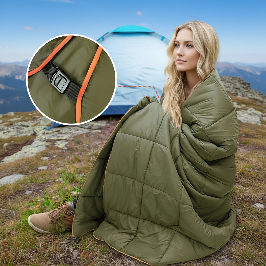 Camping Blanket Puffy Waterproof Foldable Lightweight Warm Outdoor Blanket with 3D Eye Mask for Camping Hiking Travel Stadium Beach 55x79in