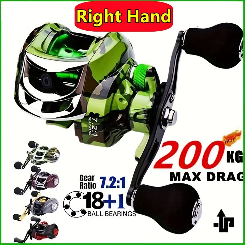 Metal Baitcasting Fishing Reel – High-Efficiency Strong Drag & Bearings Left or Right Hand for Freshwater Saltwater Bass Fishing