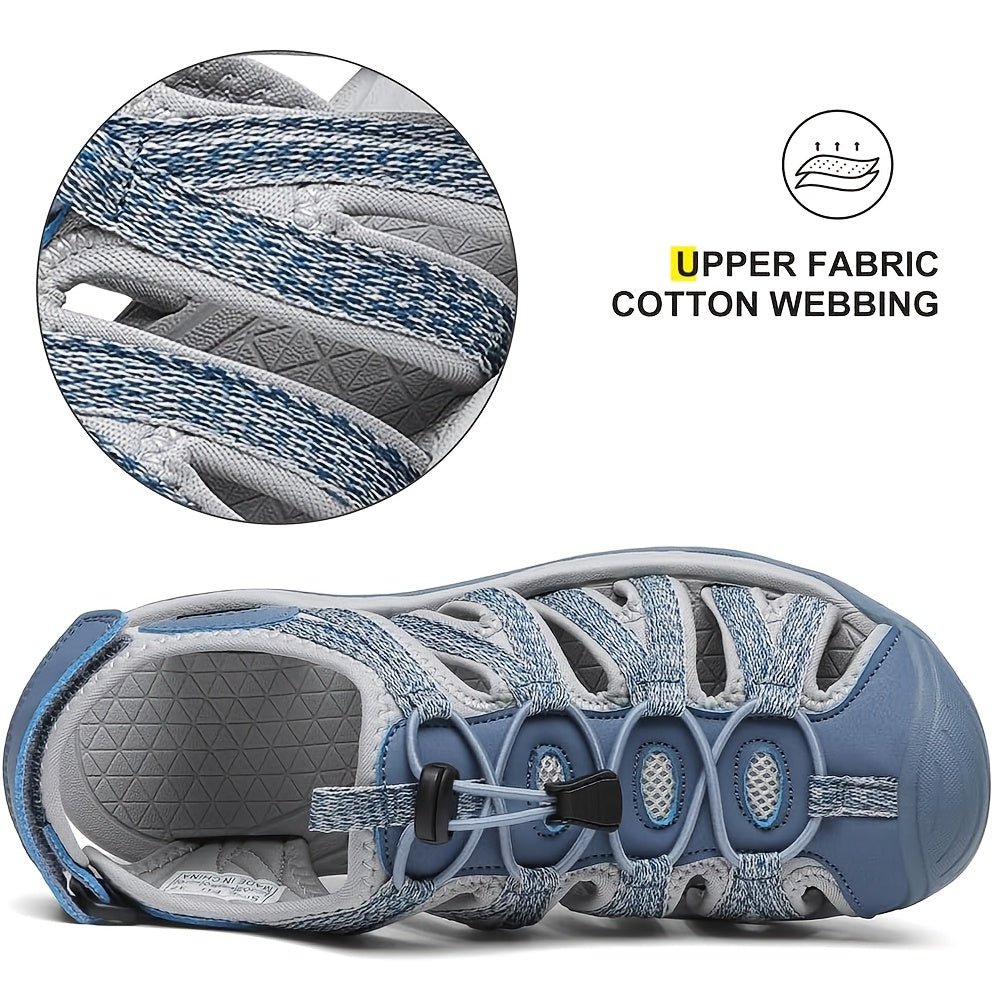 Women's Closed Toe Hiking Sandals – Lightweight Anti-Slip Water Sandals with Adjustable Straps for Outdoor Walking Beach Camping Travel Dark Gray Blue Navy Gray Green US 6-11