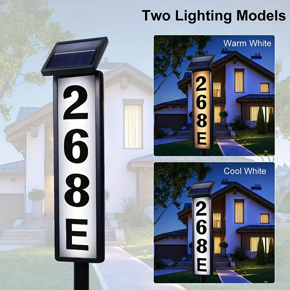 Solar House Number Light Outdoor - Ground Stake Lawn Lamp, No Wiring, Auto Night Lighting, IP44 Waterproof Address Plaque Light for Home, Mailbox, Driveway & Commercial - 1 Pack / 2 Pack