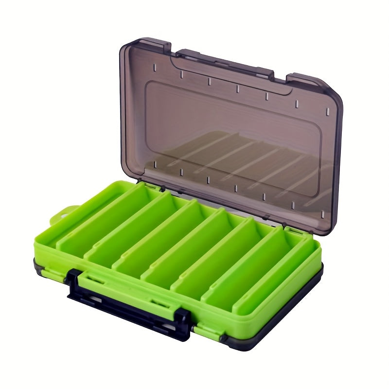 Fishing Lure Tackle Box Dual-Sided 14 Compartments – Portable ABS Lure Organizer for Minnow Pencil Squid Crankbait Hard Baits Freshwater Saltwater – Tangerine & Blue