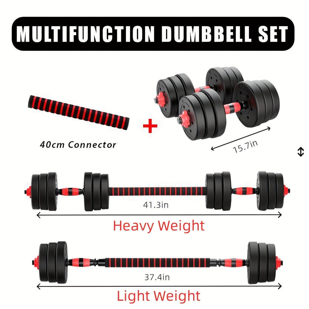 Adjustable Dumbbell Set with Barbell & Bumper Plates for Home Gym Strength Training – 22LB & 44LB Free Weights for Men & Women