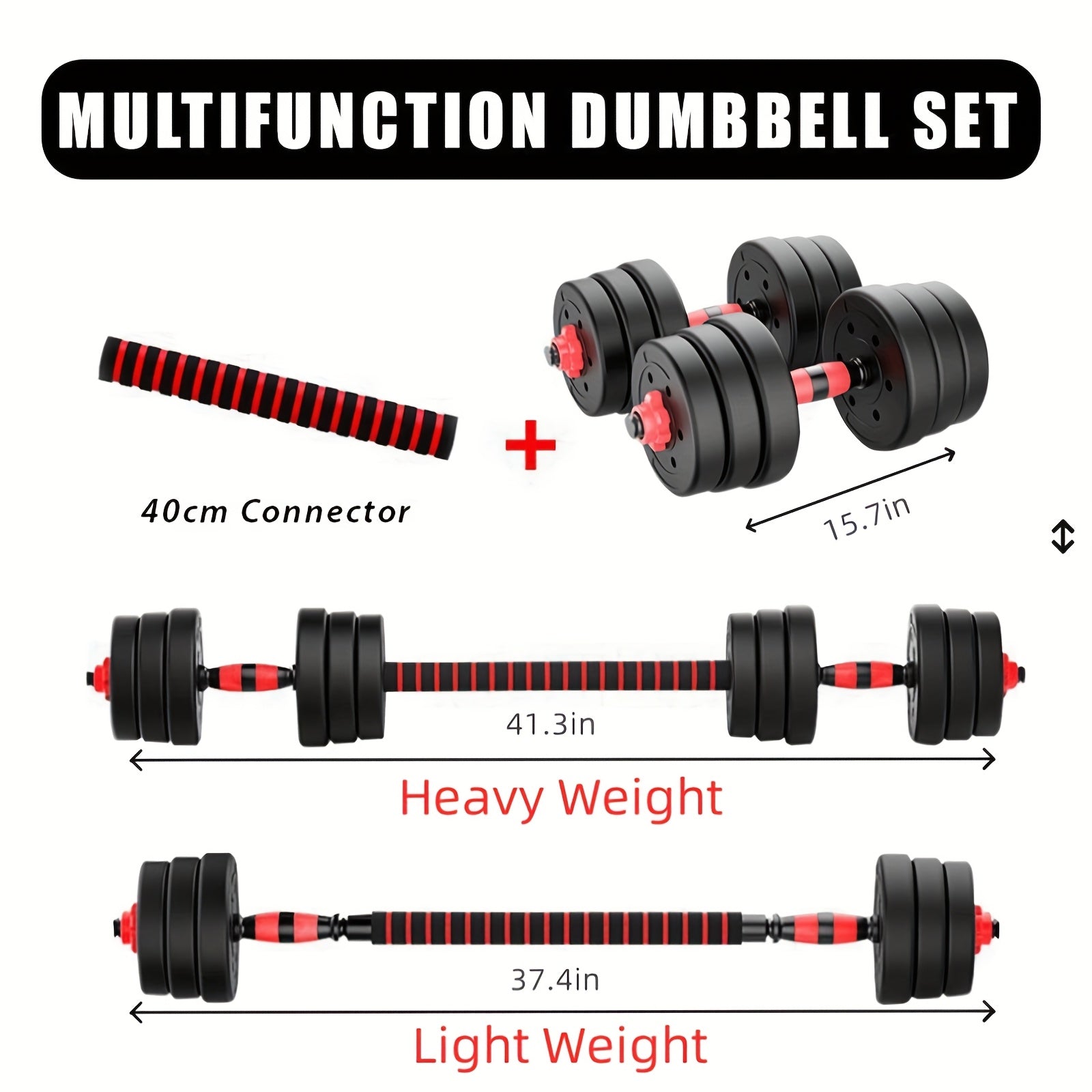 Adjustable Dumbbell Set with Barbell & Bumper Plates for Home Gym Strength Training – 22LB & 44LB Free Weights for Men & Women