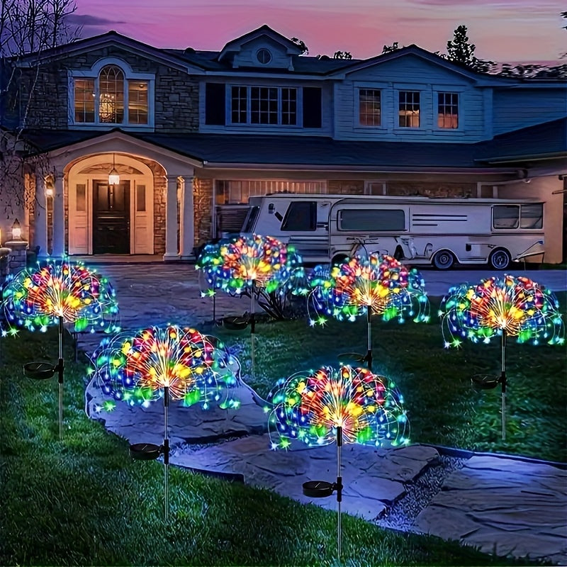 Solar Firework Lights Outdoor 8-Pack – 480 LED, IP65 Waterproof, 8 Lighting Modes, Solar Powered Stake Lights for Garden, Lawn, Pathway & Patio | Christmas, Halloween & Holiday Decor