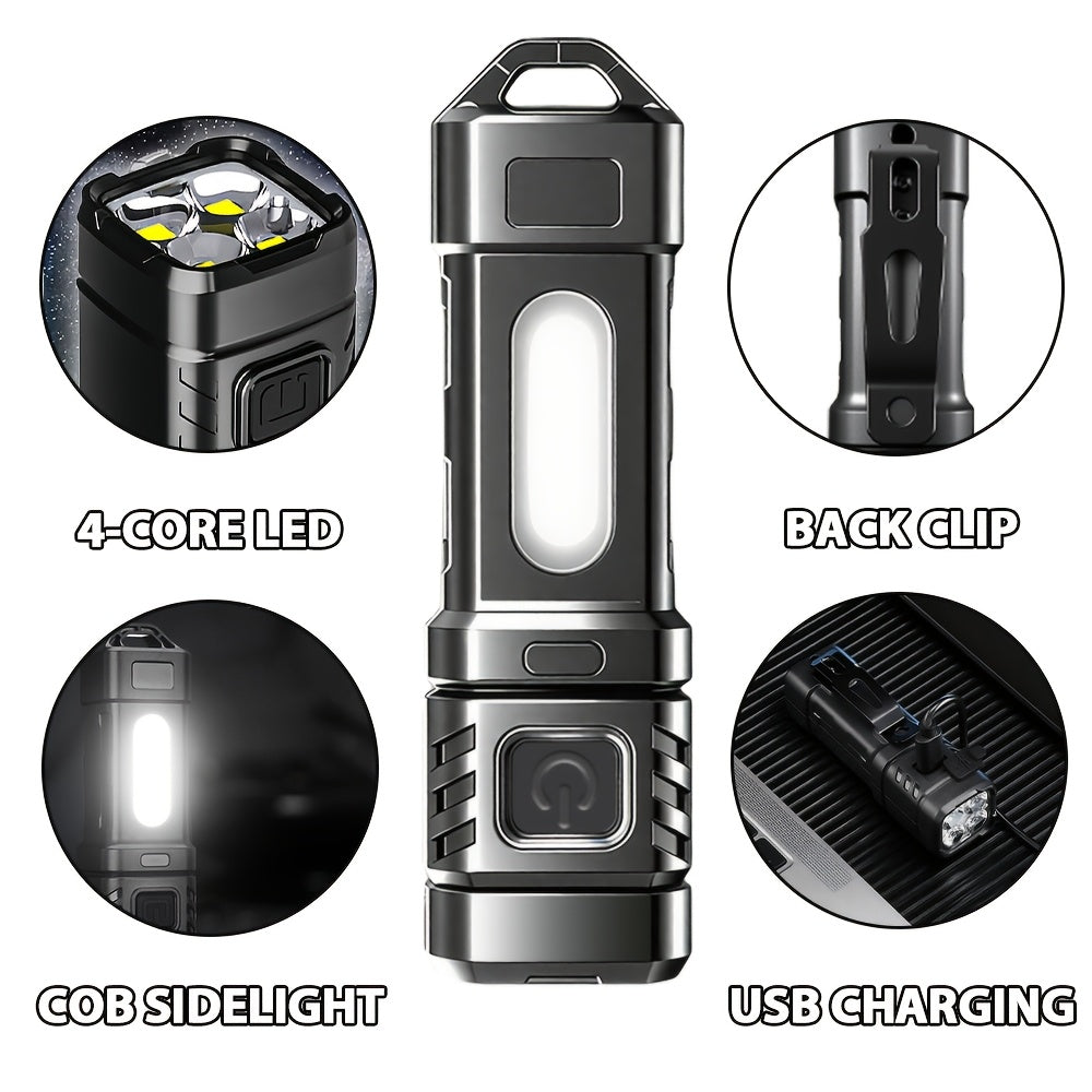 2-Pack Tactical Flashlight Set 4000 Lumens USB-C Rechargeable EDC Flashlight with 8 Modes LCD Display Backup Light for Camping Survival Fishing Emergency Power Outage Gift for Men