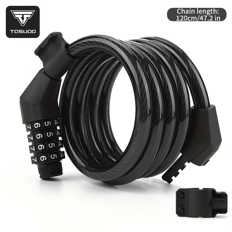 Bike Lock 4-Digit Combination Cable Lock Aluminum Alloy Anti-Theft Steel Cable – Portable Bicycle Lock for Mountain Road Gravel E-Bike & Scooter