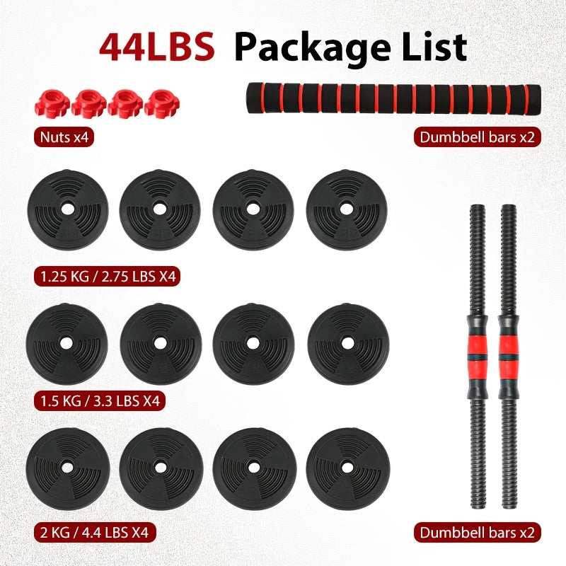 Quick-Adjust Dumbbell Set 22 & 44 LB – 3-in-1 Space-Saving Free Weights for Home Gym, Full Body Strength Training for Men & Women, Compact Apartment Fitness Equipment