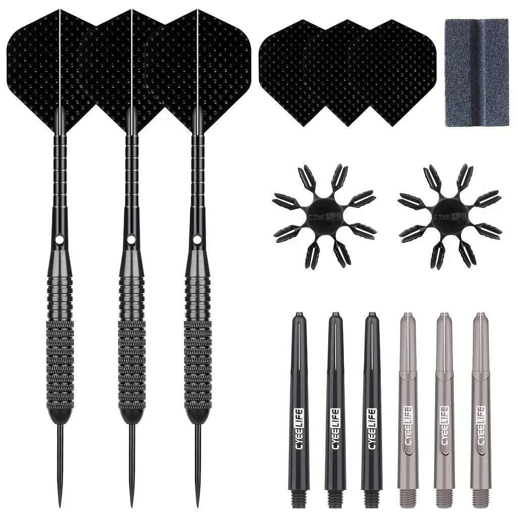 Professional Hard-Point Metal Darts 32.5g Heavy Weight Competition Dart Set Precision Steel Tip Tungsten-Style Barrel for Bristle Dartboard League Tournament Home