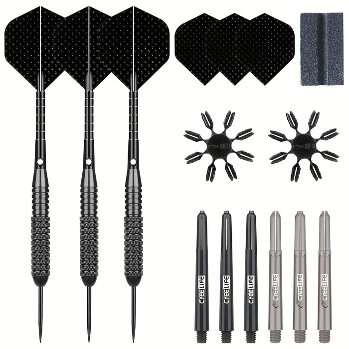 Professional Hard-Point Metal Darts 32.5g Heavy Weight Competition Dart Set Precision Steel Tip Tungsten-Style Barrel for Bristle Dartboard League Tournament Home