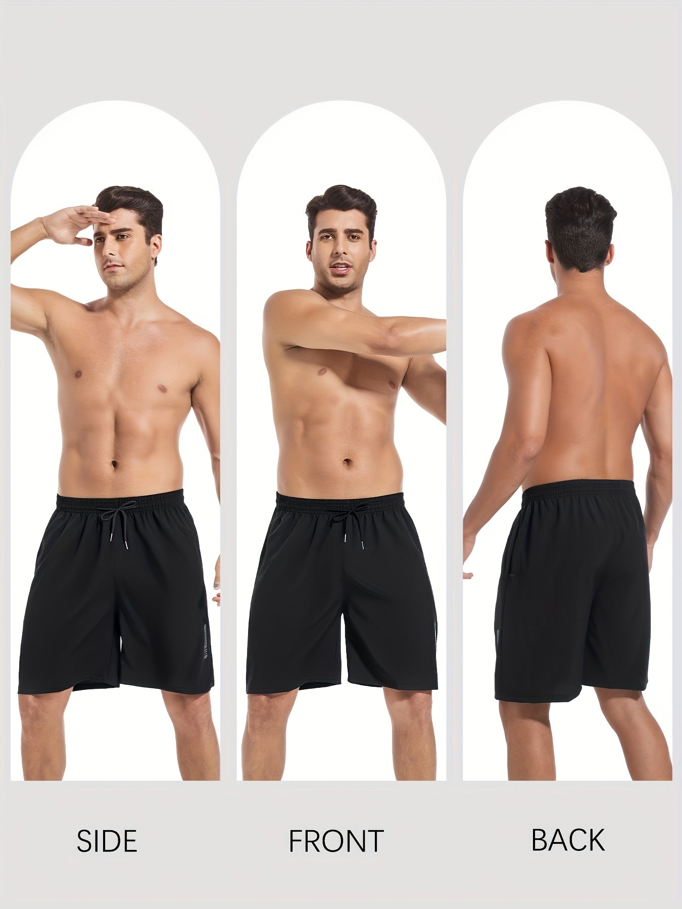 Men's Sports Gym Workout Shorts 5 Pack Basketball Shorts Quick Dry Elastic Waistband Side Zip Pocket S-XXL