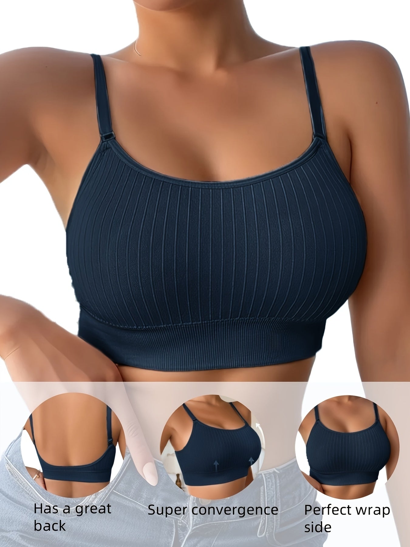 6-Pack Women's U-Back Sports Bra – Adjustable Straps, Removable Padded Cups, Seamless Knit Wireless Bralette for Workout Yoga Everyday Wear, Mixed Colors, Sizes S-XL