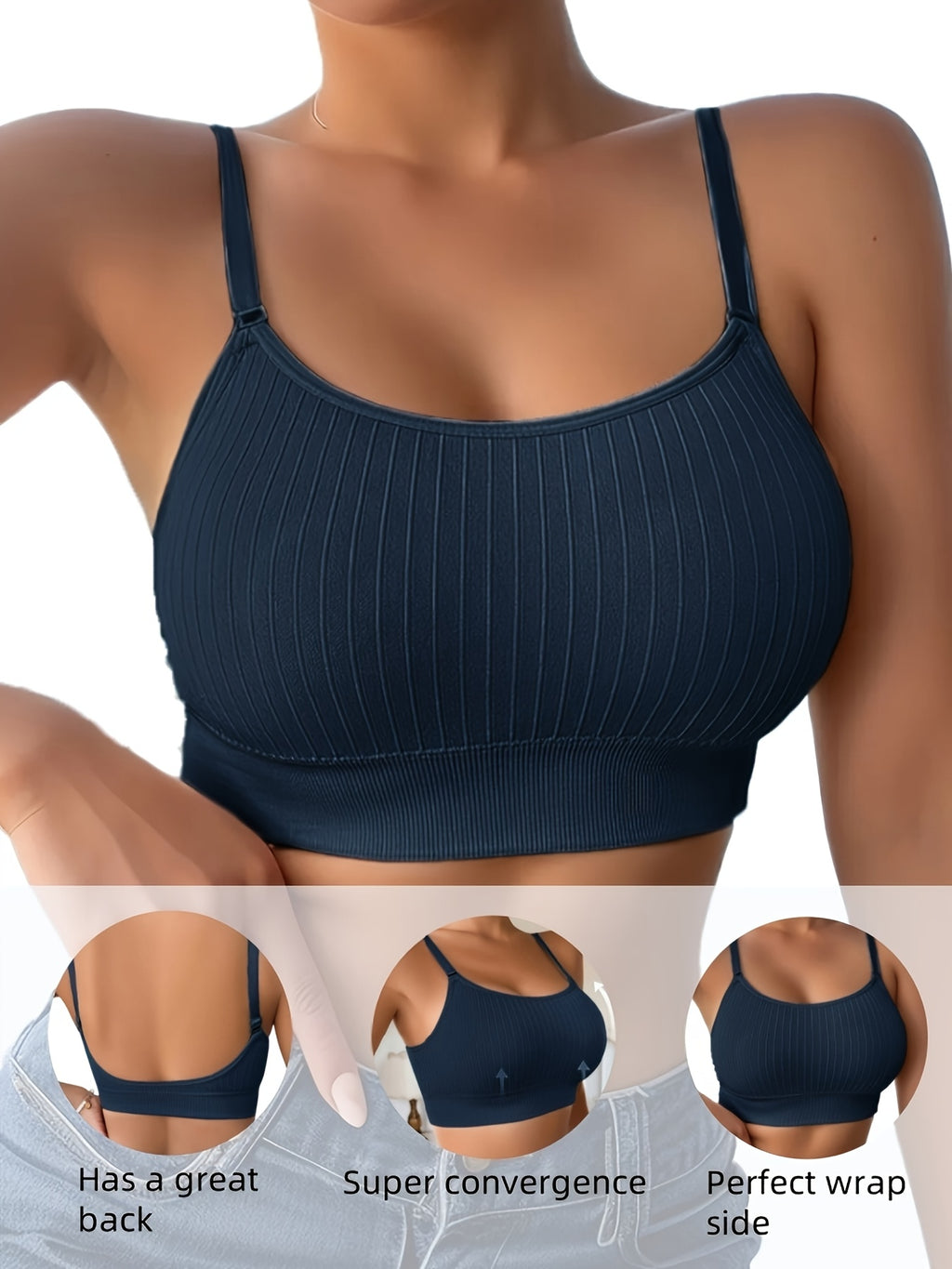 6-Pack Women's U-Back Sports Bra – Adjustable Straps, Removable Padded Cups, Seamless Knit Wireless Bralette for Workout Yoga Everyday Wear, Mixed Colors, Sizes S-XL
