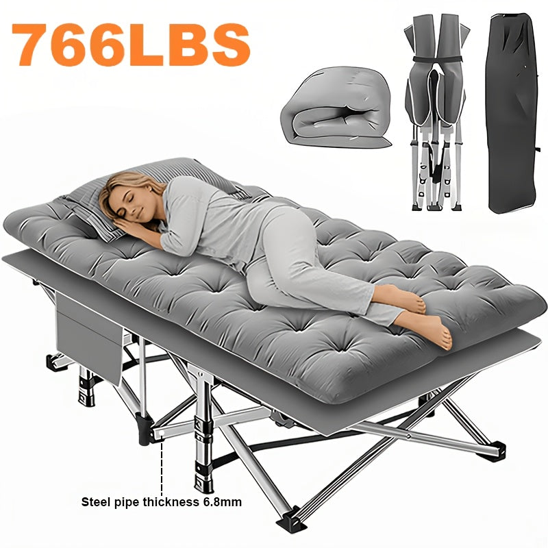 67/79-inch Options Available; Mattress Option; Camping Bed, Portable Folding Guest Bed, Weight Capacity 566/766 Lbs, Adult Outdoor Travel Bed, Suitable for Patios And Camping, Elegant Outdoor Furniture