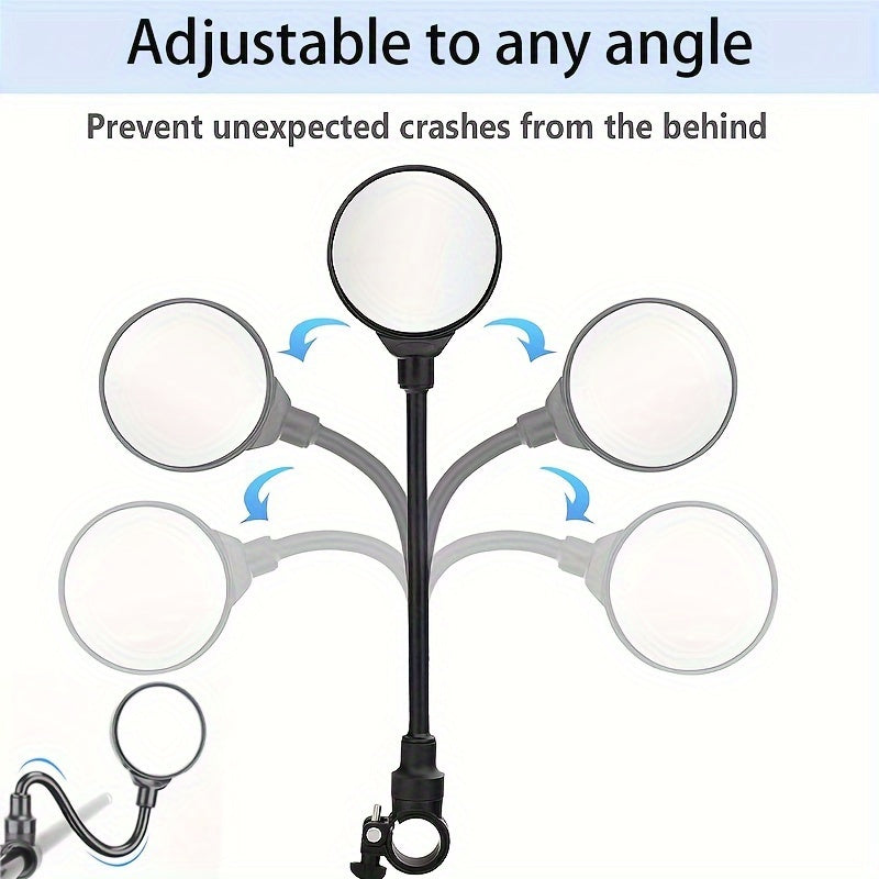 Bicycle Rearview Mirror with Built-In Bell – 360° Rotatable Handlebar Mount, Wide-Angle Convex Lens & Shatterproof Glass for Road & Mountain Bikes, Single or 4pcs Set