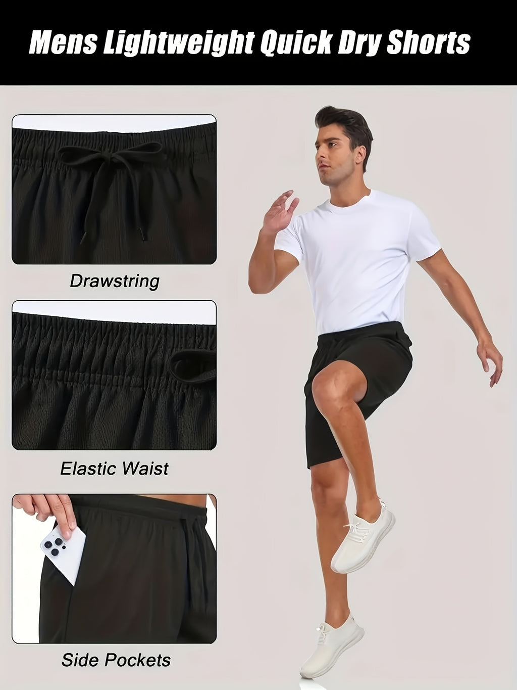 Men's Quick Dry Mesh Shorts 5 Pack Casual Athletic Drawstring Elastic Waistband Micro Stretch Workout Running Gym Shorts S-XXXL Multi Color