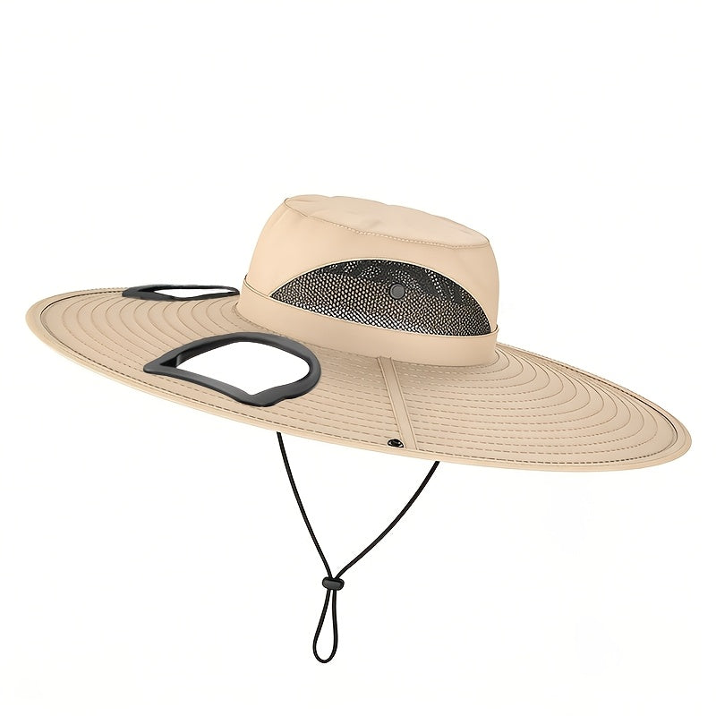 Wide Brim Outdoor Hat Solar Fan USB Rechargeable - Lightweight Sun Hat for Fishing Hiking Mountain Climbing, With or Without Fan, Black Khaki Grey Camo