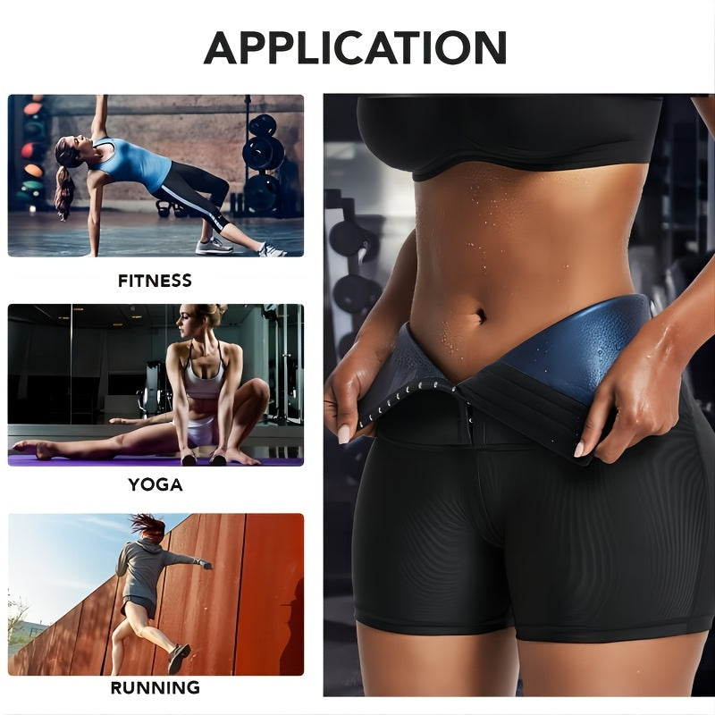 Sauna Shorts Women High Waist – Compression Heat Sweat Shaping Shorts, Slim Fit Button-Up Three-Quarter Thigh Pants for Workout & Exercise | S–XXL
