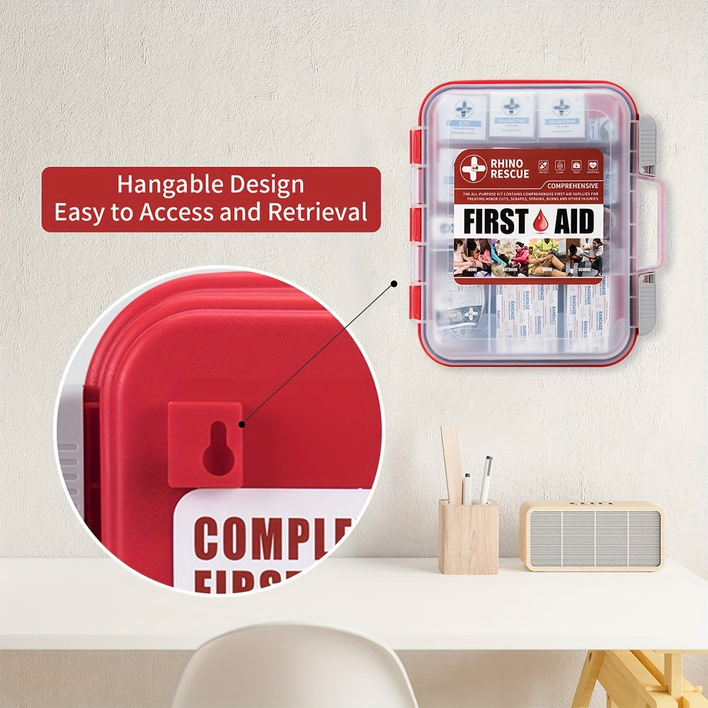 OSHA All-Purpose First Aid Kit – Professional Medical Supplies for Home Office Outdoor Emergency Business, Bandages Gauze Burn Gel Cold Pack Gloves Included