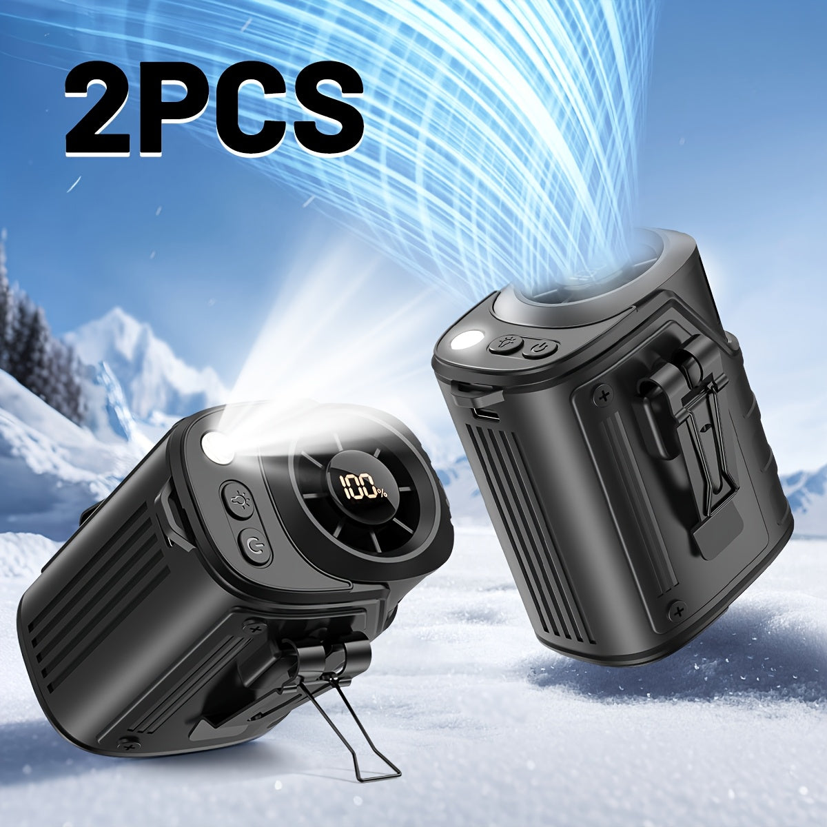 Wearable Fan 4-in-1 Waist & Neck Mounted with Flashlight & USB Charger 3600mAh Rechargeable – Hands-Free Portable Fan for Outdoor Camping Hiking Work