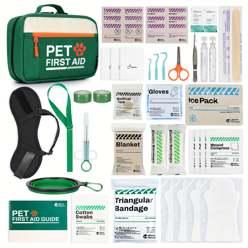 Pet First Aid Kit for Dogs and Cats Emergency Supplies Portable Nylon Bag with Bandages Gauze Scissors for Hiking Camping Travel FSA HSA Eligible