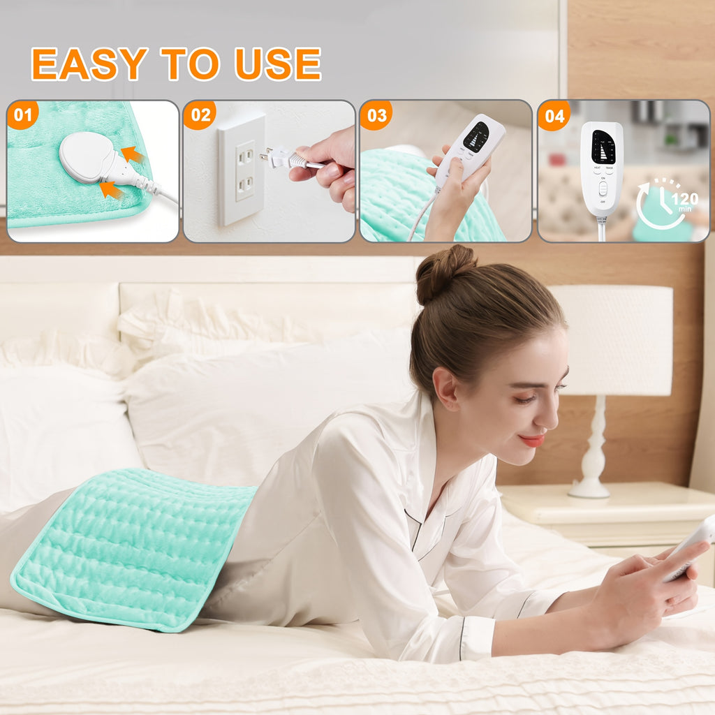 Electric Heating Pad Extra Large 24x12 – 6 Heating Levels Up to 140°F, Auto Shut-Off, Machine Washable, Portable Pad for Back, Neck, Shoulder, Knee & Leg Pain Relief | Holiday Gift for Parents