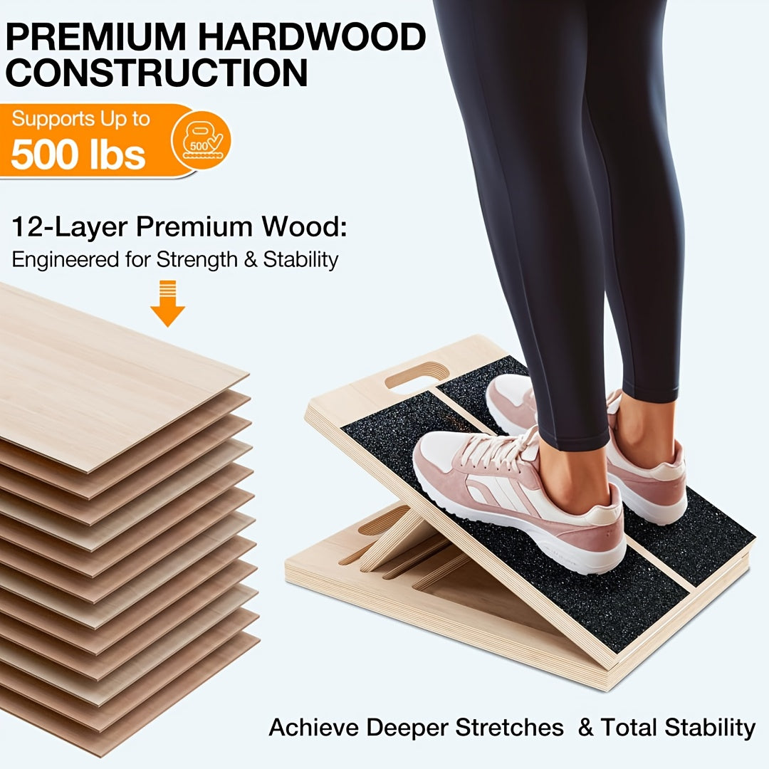 Adjustable Slant Board for Calf Stretching – Portable Wooden Incline Wedge with Non-Slip Surface for Squats, Ankle Mobility, Heel Stretch & Physical Therapy, All Fitness Levels
