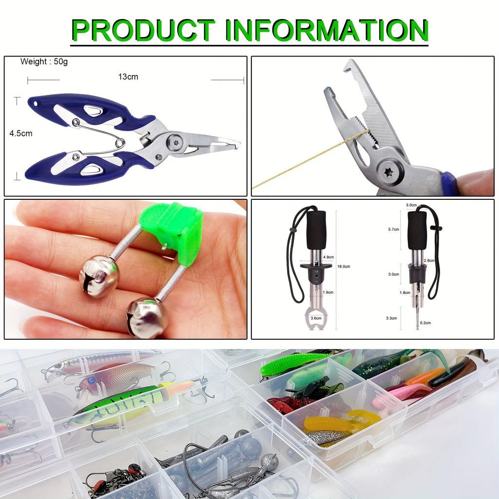 346pcs Fishing Lures Kit Complete Tackle Box Set – Crankbaits, Minnow, Spinnerbaits, Jigs, Hooks, Soft Baits, Weights & Topwater Lures for Freshwater & Saltwater