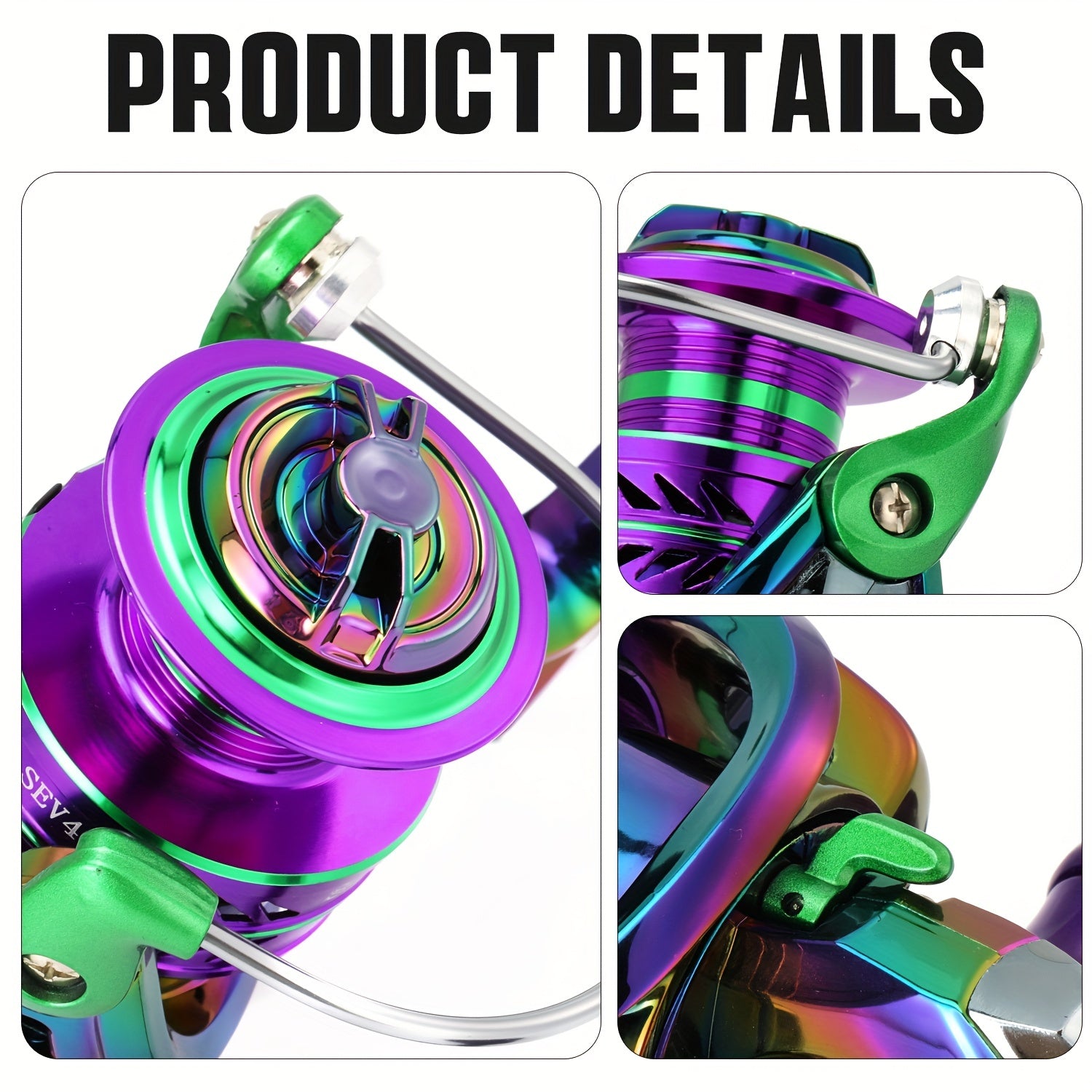 Stainless Steel Spinning Fishing Reel 5.0:1 4.7:1 Gear Ratio Screw-In Handle Lightweight Smooth for Freshwater Saltwater Sizes 1000 2000 3000 4000 5000